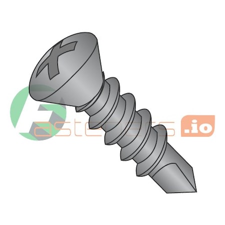 Newport Fasteners Self-Drilling Screw, #10 x 1-1/4 in, Black Oxide Steel Oval Head Phillips Drive, 4000 PK 284593